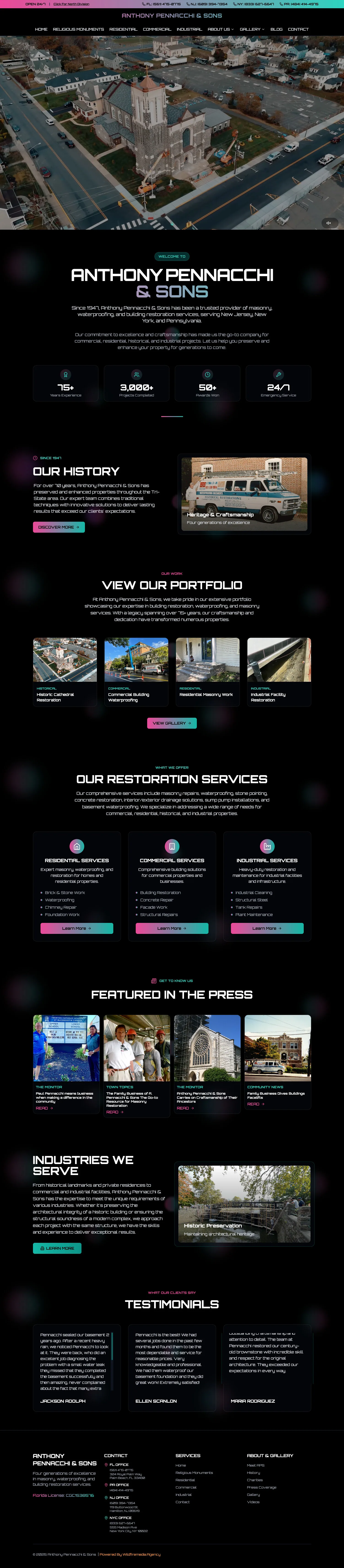 Anthony Pennacchi & Sons website preview